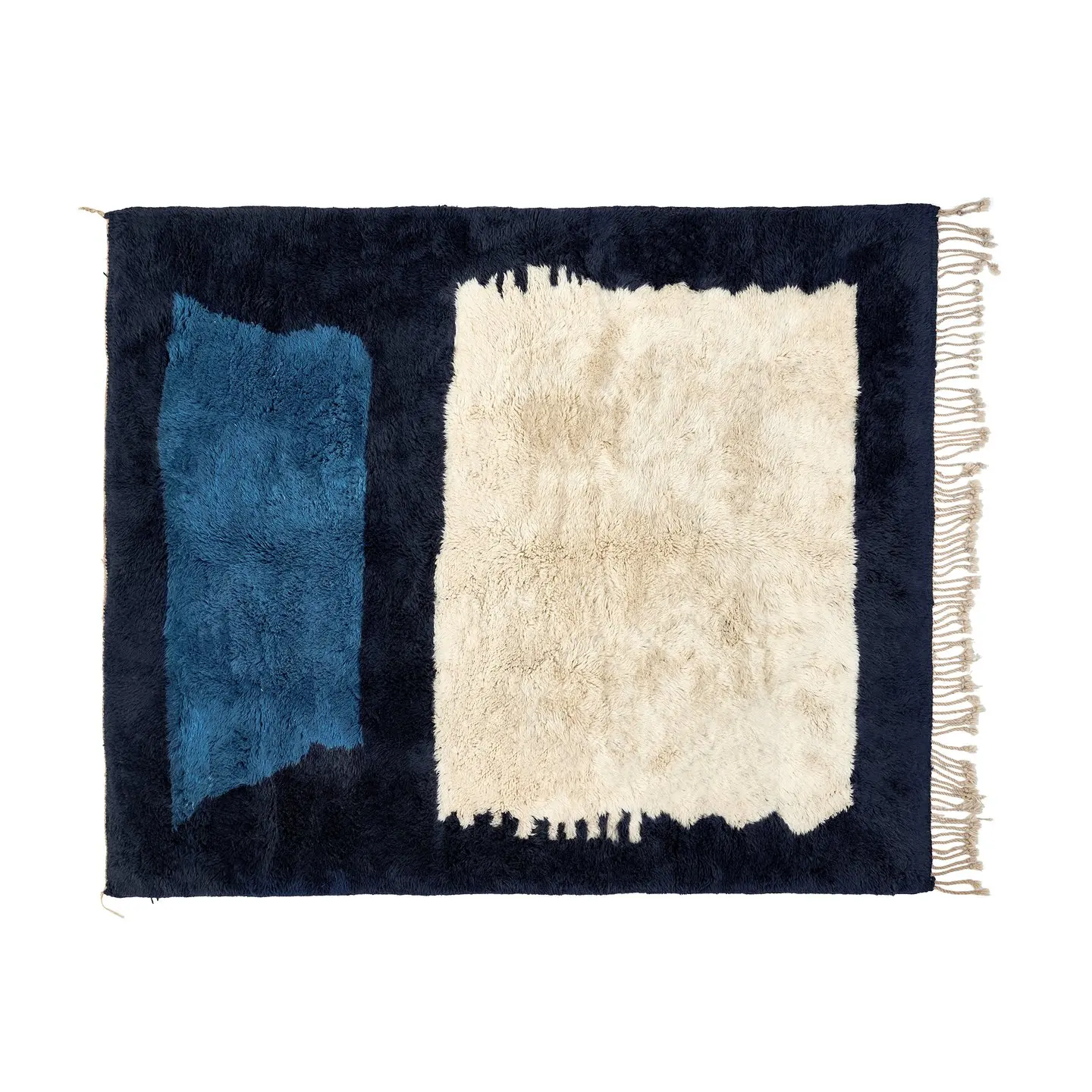 Unique Beni ourain rug soft bedroom rug Moroccan Boho Beni Ourain  Albertina Hand Knotted Wool Cotton Black Beige Area Rug
