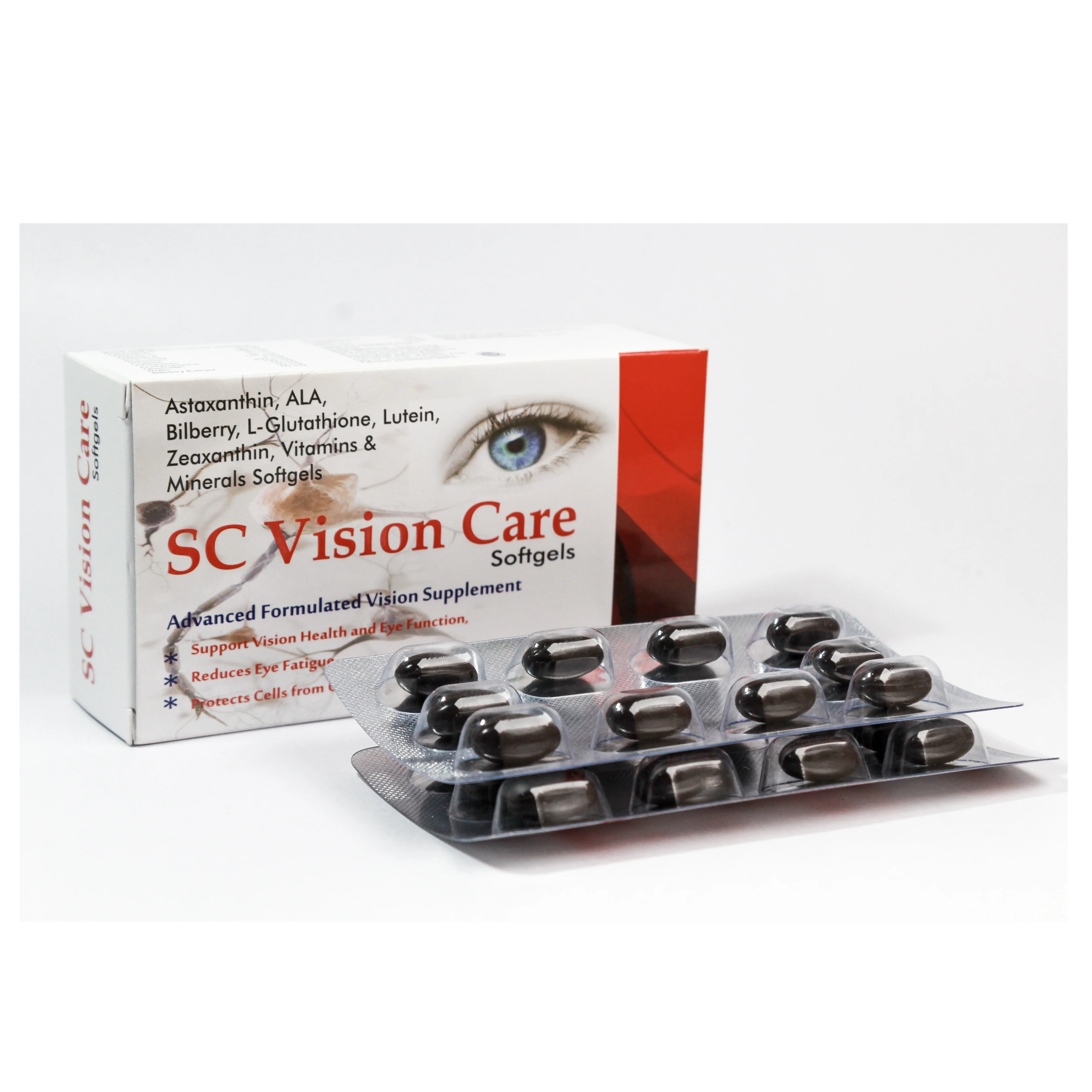 Premium Quality and Private Labeling Astaxanthin ALA Bilberry L Glutathione Lutein Vitamins and Minerals Softgel Capsule