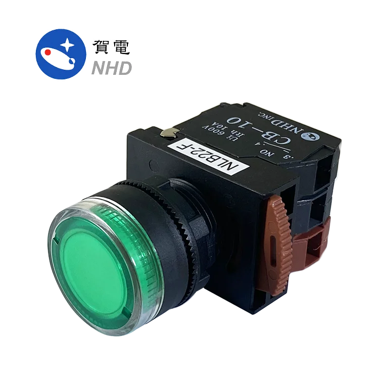 22 мм светодиодный светящийся кнопочный переключатель Зеленый AC/DC 220 ~ 240 В