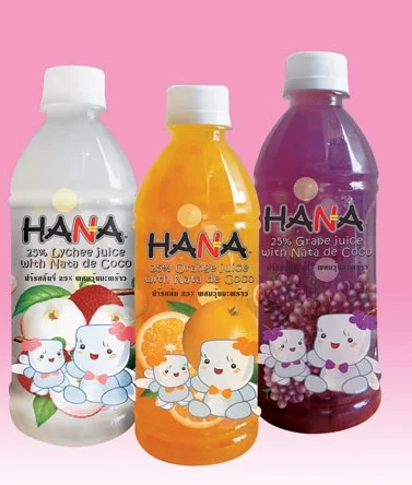 High Quality Beverages 9.66 kg 0.36L 25% Fruit Juice With Nata De Coco Orange Flavor Hana Brand Export From Thailand