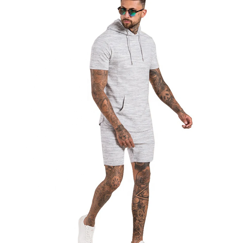  Дешевая мужская футболка и шорты с принтом на заказ из 80% хлопка 20% полиэстера