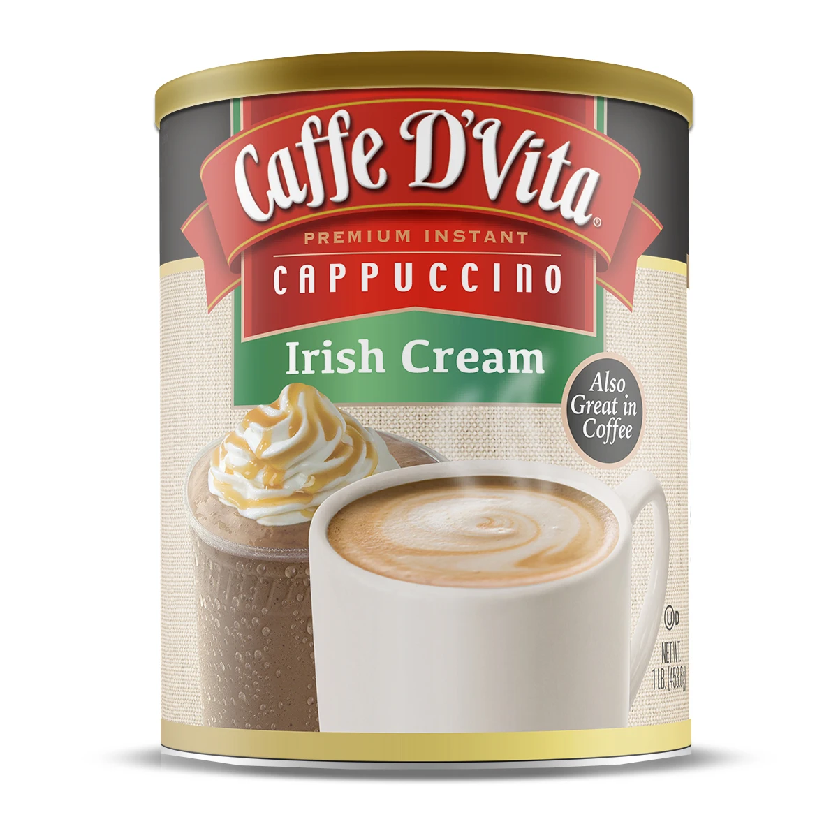 
Private Label Irish Cream Cappuccino 3 in 1 Powdered Drink Mix Coffee Non-Dairy Creamer 16 oz Canister USA ORIGIN 