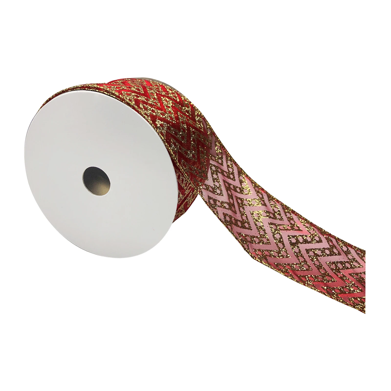 Рождественский декоративный зигзаг с блестками в горошек, лента 2,5 дюйма