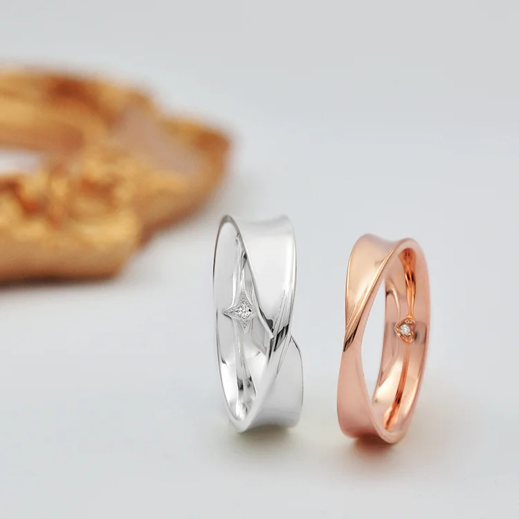 Taiwan Jewelry Silver Couple Ring With Love