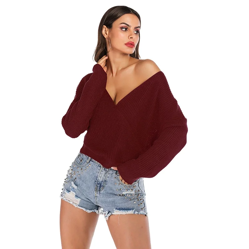 
Sexy Women Backless Manga Larga En Crochet Para Dama Personalizados Sueter 