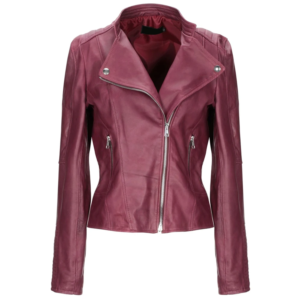 
 Новейшая мода, Осень-зима, модные женские мягкие женские Куртки из натуральной кожи в непрерывном стиле  