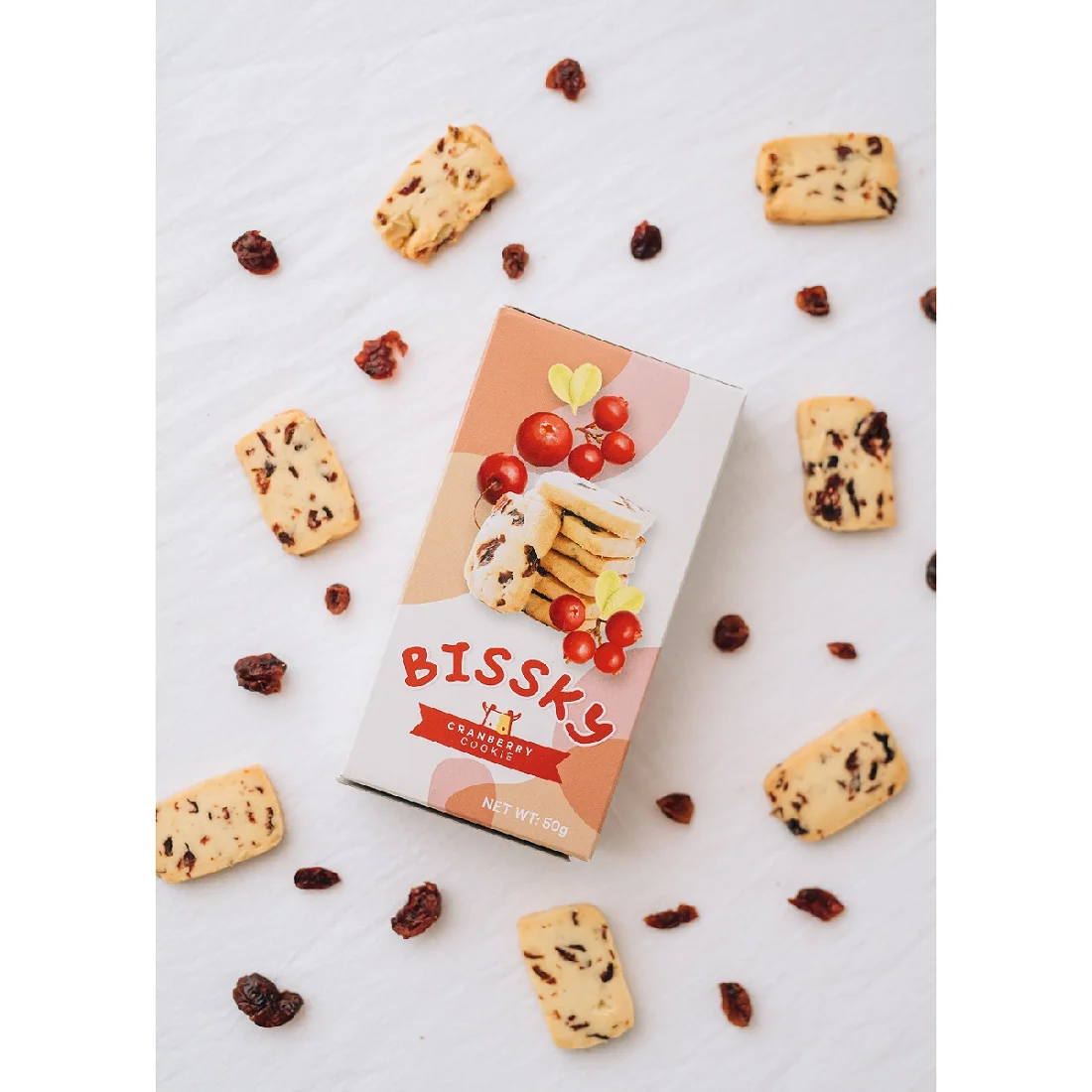 Sweet Taste Cranberry Ordinary Type  Fruity Flavor 50g  Shelf Life 7 Months Packaged Box  Bissky Cranberry Cookies
