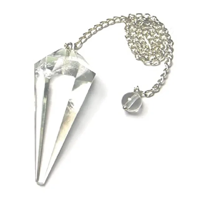 Wholesale Natural Clear Quartz Faceted Cone Pendulum Gemstone Chakra Pendulum For Dowsing Healing For Sale