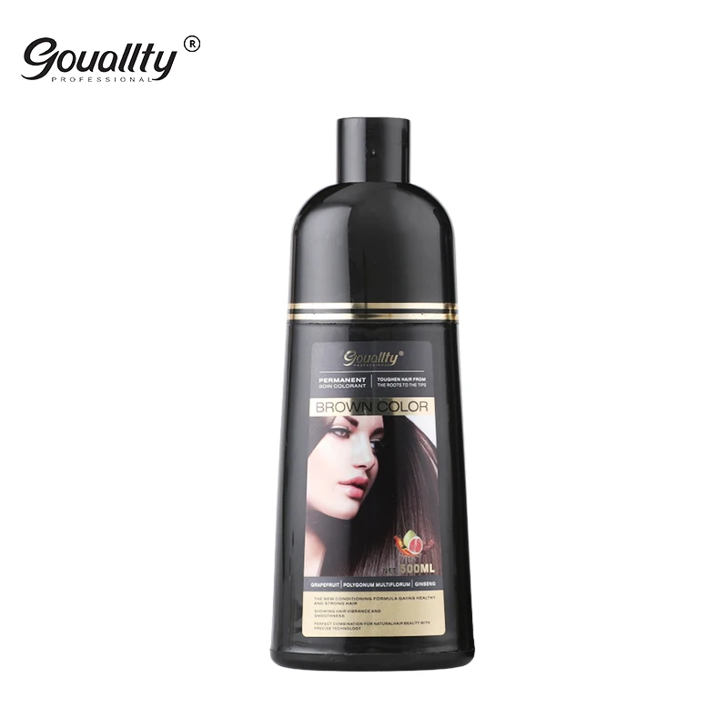 
Wholesale herbal shampoo type hair color fast dyeing 5 mins cover white/grey hair 2 in1 mild formula black/brown 