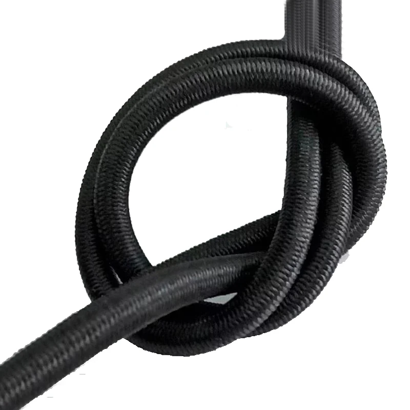 Stock5mm Diameter Customized Black Polyester Rubber Woven Round Elastic Cord Strong Strength for Hoodie Shorts