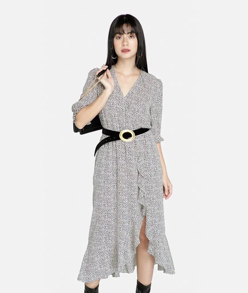 Custom Women Clothes 2021 Ruffle Summer Beach Ladies V neck Short Sleeved Chiffon Floral Print Maxi Casual Dress Made in Vietnam