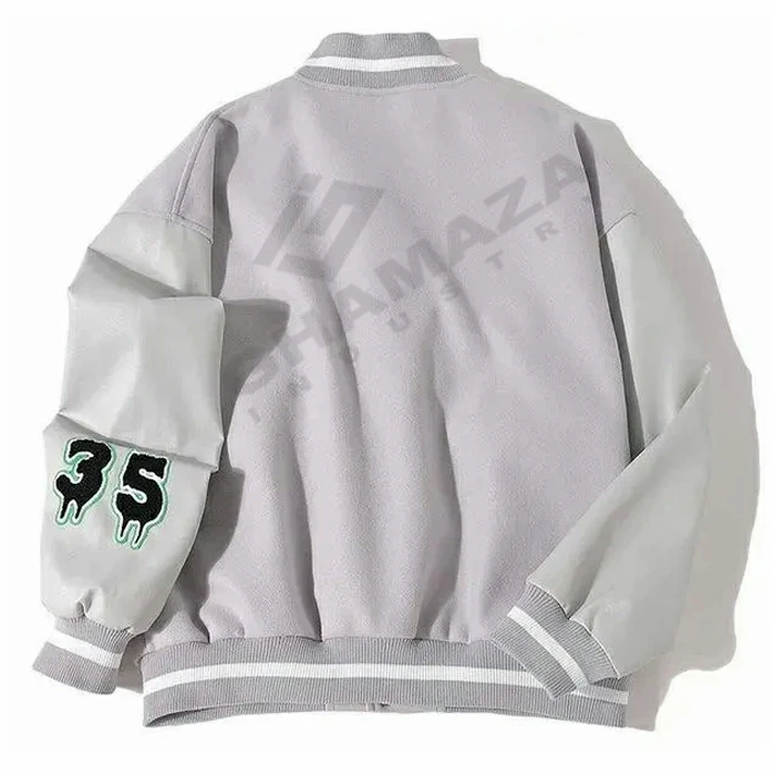 Коллекция 2021 года Высококачественная Мужская куртка-бомбер из шерсти на заказ с кожаными рукавами леттерманская куртка