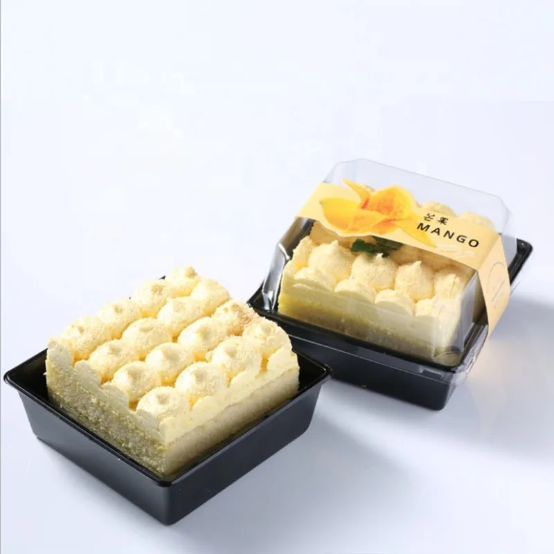 Wholesale Square Cake Tray With Lid PET Plastic Disposable Sandwich Pastry Boxes
