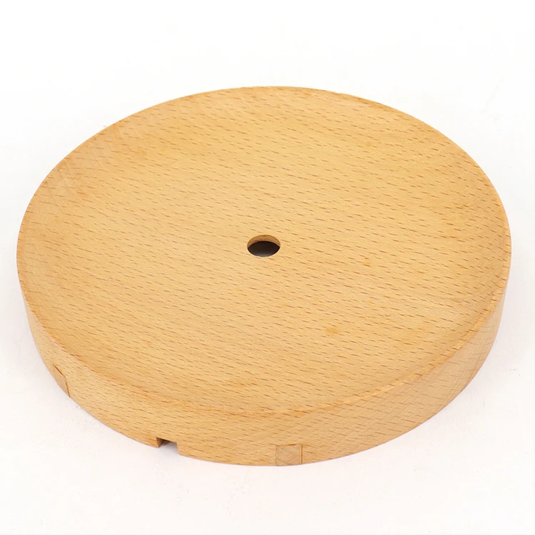 Customized Shape Natural Color Turned Beech Rubber Polished Technique Wooden Lamp Base For Home Decoration