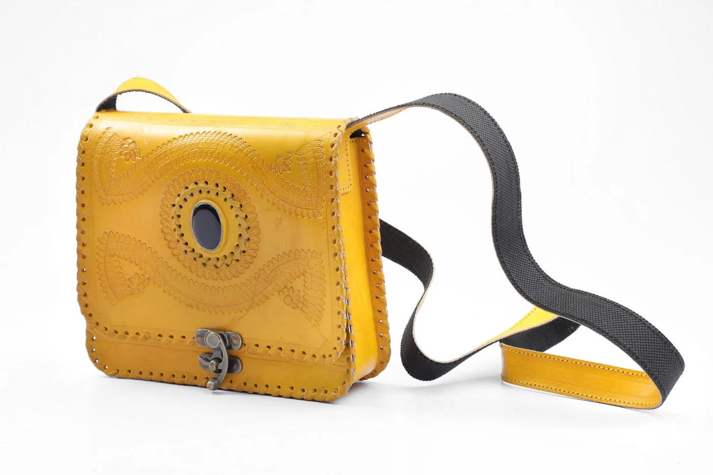 Держите винтажный строп! Сумка из натуральной кожи с тиснением под камень для женщин и девочек стильный внешний вид желтого цвета