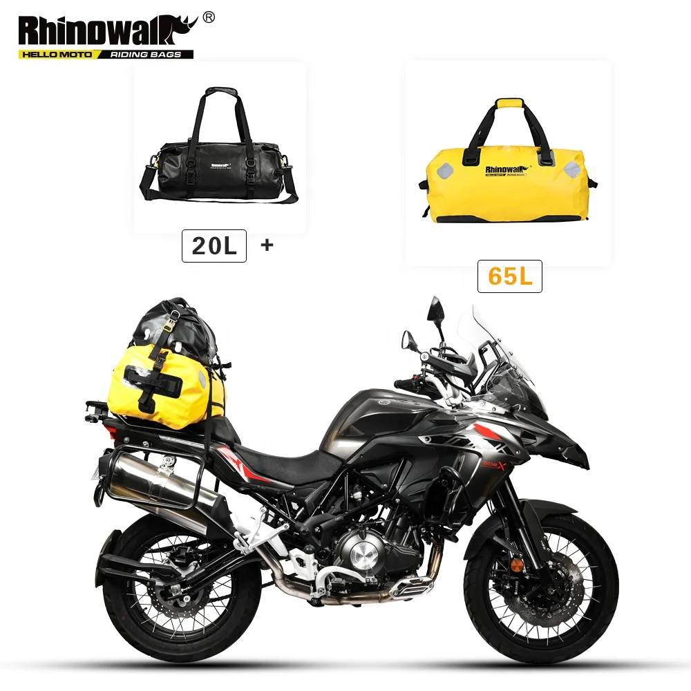 Rhinowalk 65L Waterproof Motorcycle Bag Tank Motorbike Tank Motorbike Duffle Rear Bag saddle duffel tail bag for motorcycle