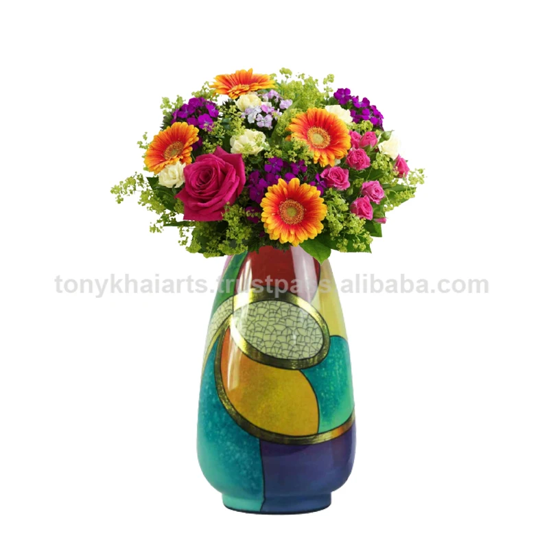 Glass Fiber Synthetic Resins Lacquer Flower Vase  LH- 017  Made In Vietnam