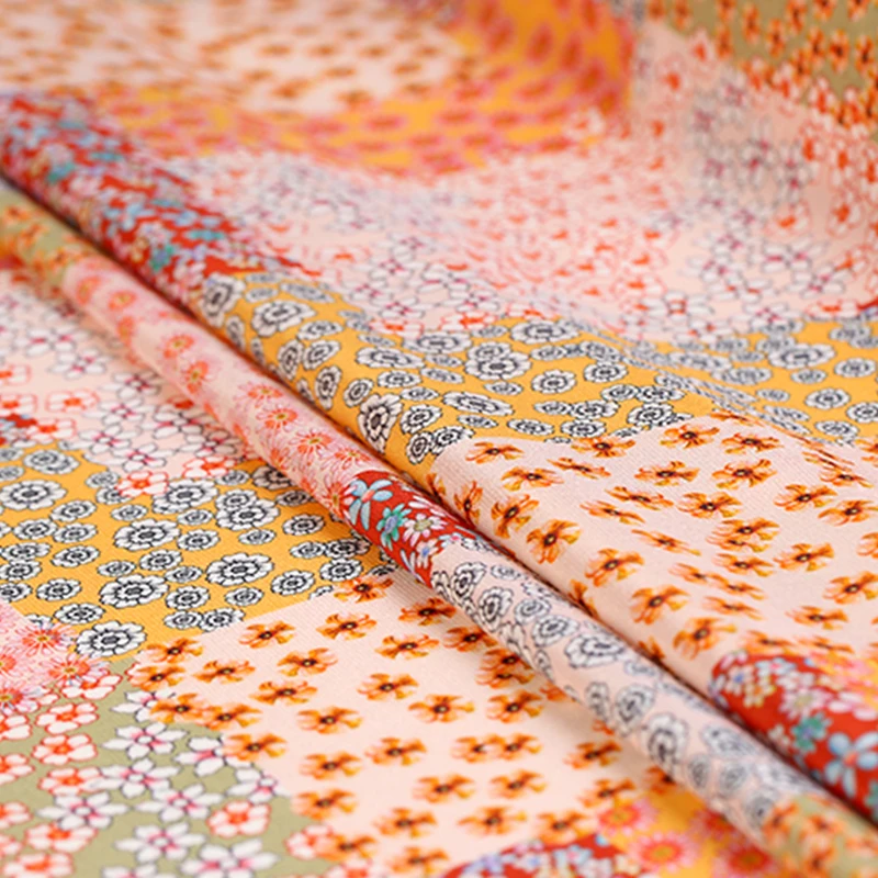 Custom fabric printing floral printed silk crepe fabric 100% silk