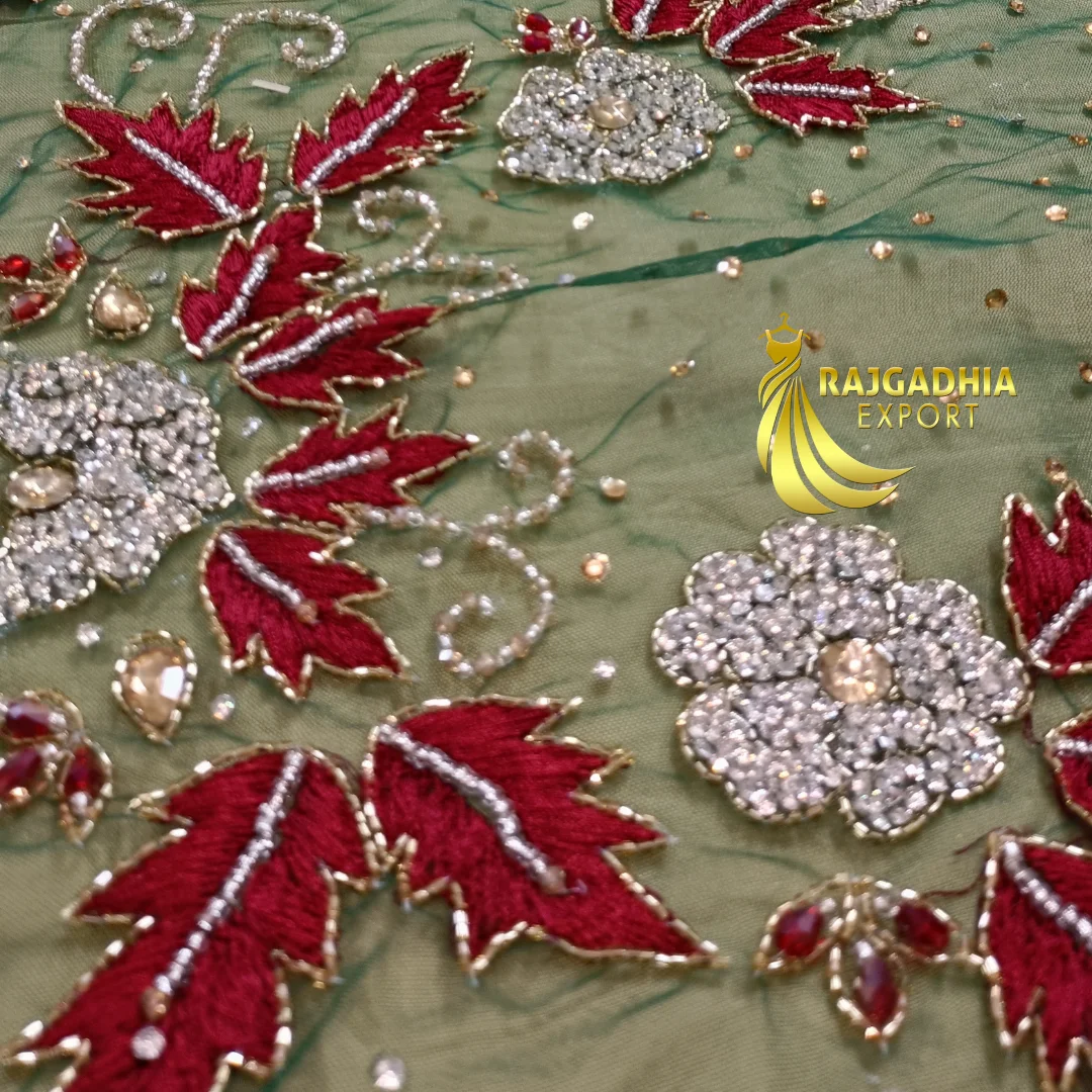 Suppliers,designer Fabrics Fabrics Wholesale India,desig Lace Is a Delicate Fabric Made of Yarn Organza Fabric Beaded Fabric