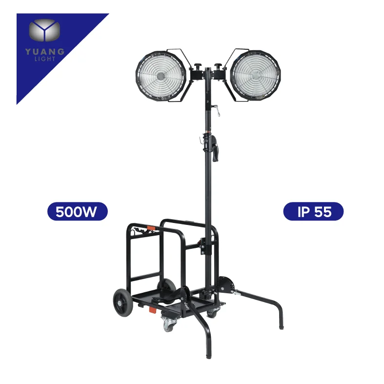 LED Twin Lamp 500 W for Construction Lighting Tower Trolley