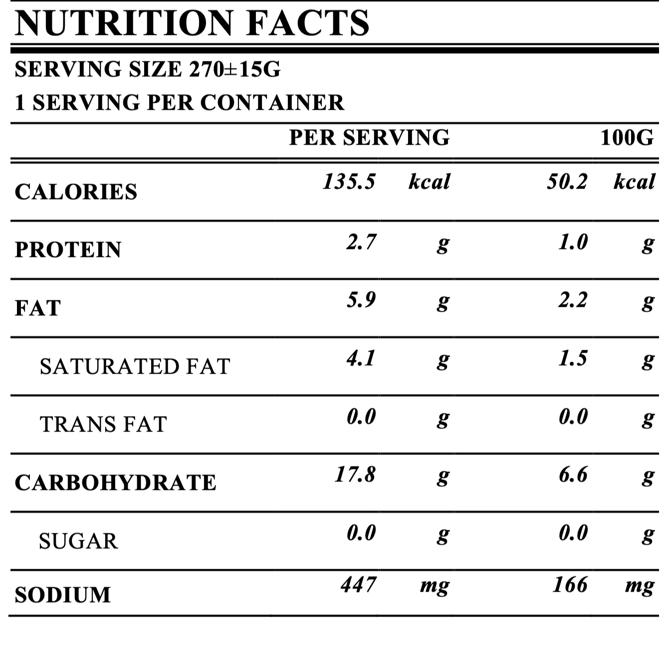 Instant soup Italian Cuisine with cauliflower onion flour cream almond chicken stock salt with no additives for family