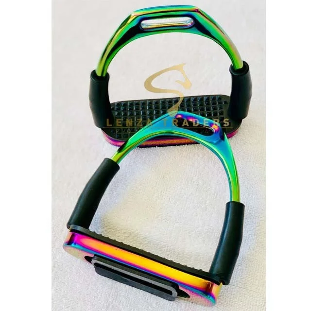 Rainbow Stirrups Safety Steel Flexi Stirrups With Black Tread