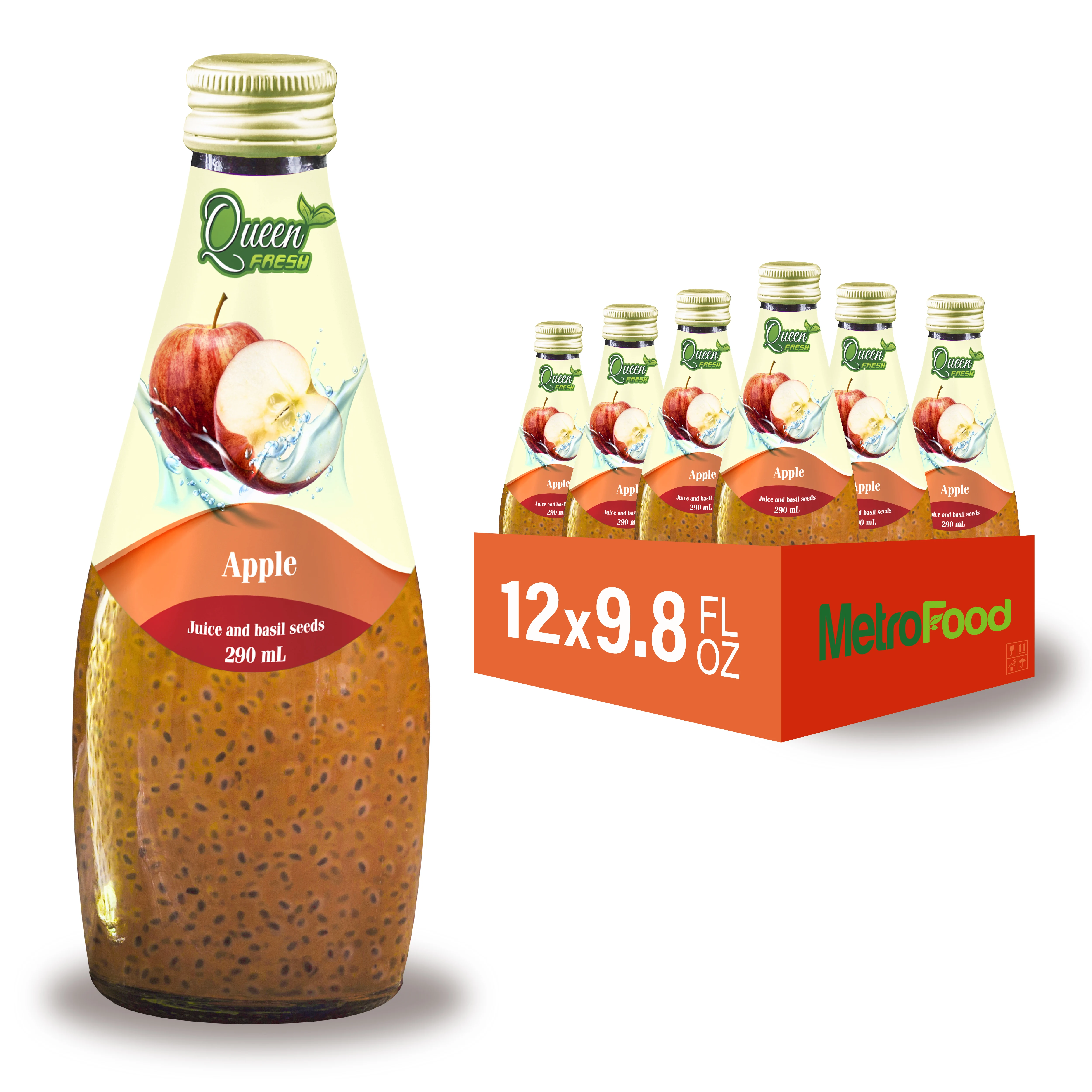 
OEM/ODM/Private Label - 290ml High Quality Basil Seed Drink from Vietnam - Apple Flavour 