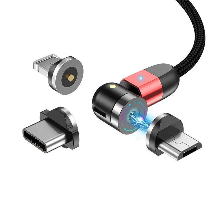 Amazon лучший продавец светодиодный магнитный 3 in1 540 градусов 2.0A USB кабель со светодиодным индикатором используемые для Lightning Type C