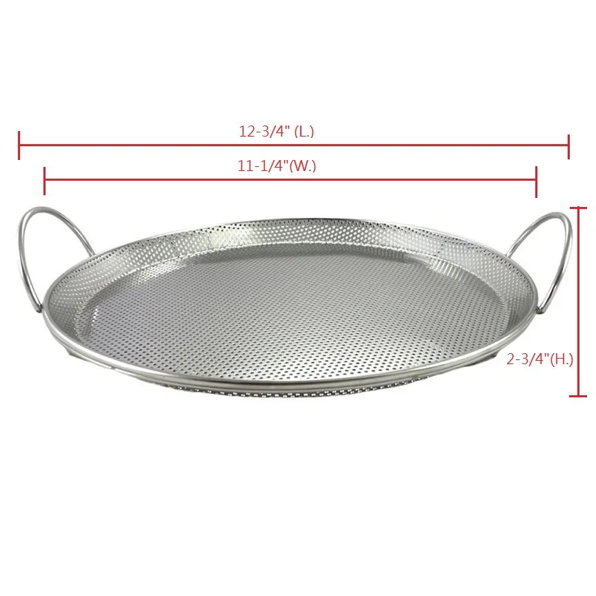 Perforated 18/8 Stainless Steel BBQ pizza pan baking tray