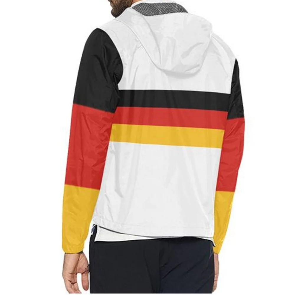 Custom windbreaker high visibility men/German Flag Color Block Stripes All Over Print Windbreaker for Unisex