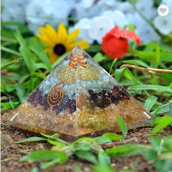 Orgonite Crystal Triple Money Pyramid Energy Generator Promotes Wealth and Prosperity with Green Aventurine