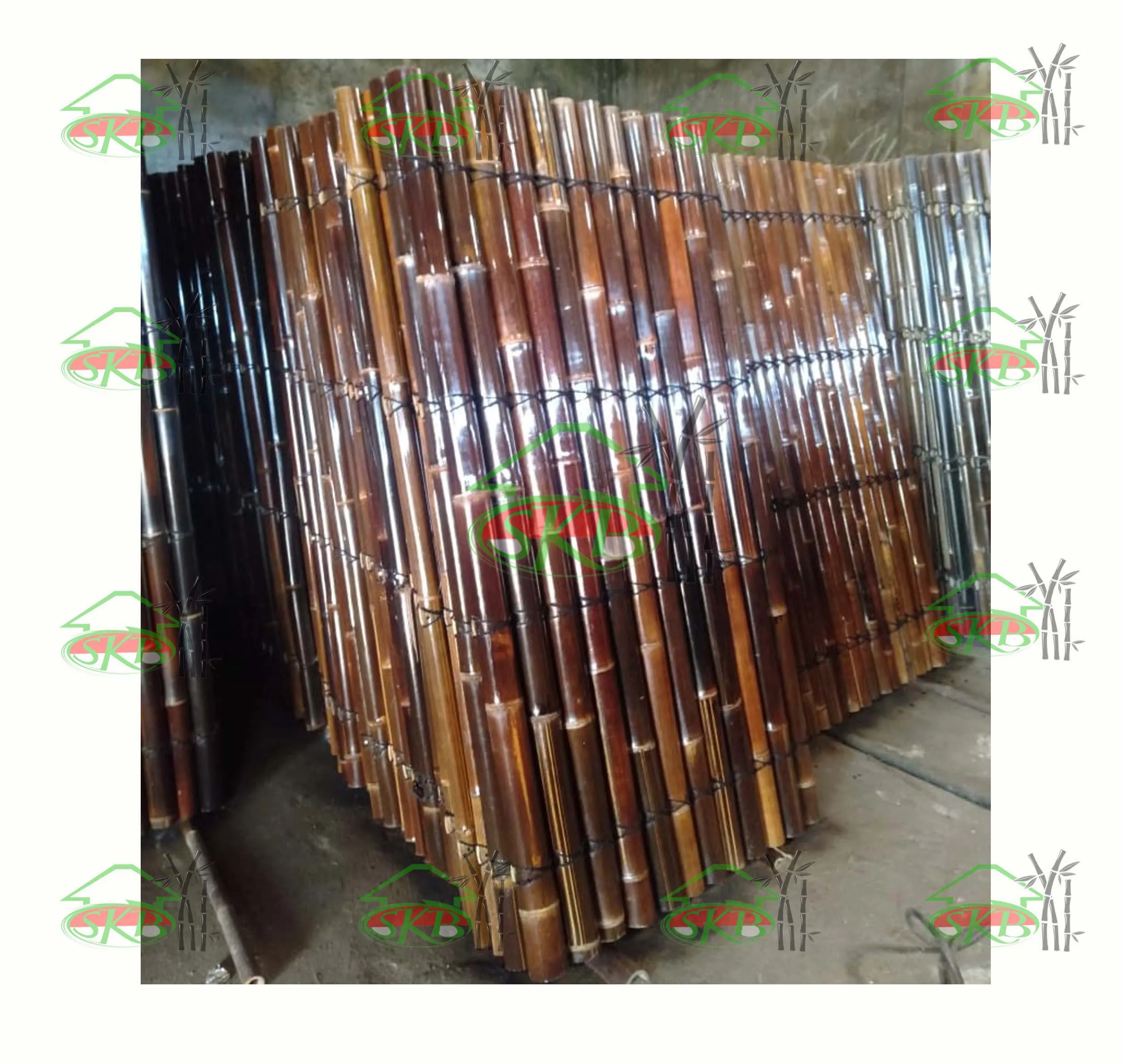 100% ориентированный на экспорт бамбуковый забор Темный бамбук 240x100 см полупанели садовый натуральный или черный из Индонезии