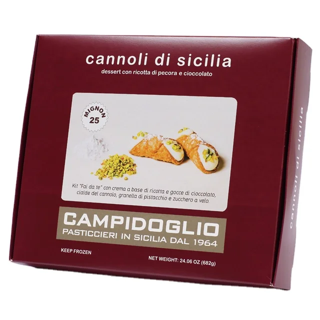 Premium sale artisanal Italian cannoli made in Sicily kit 25pcs mini ready for export