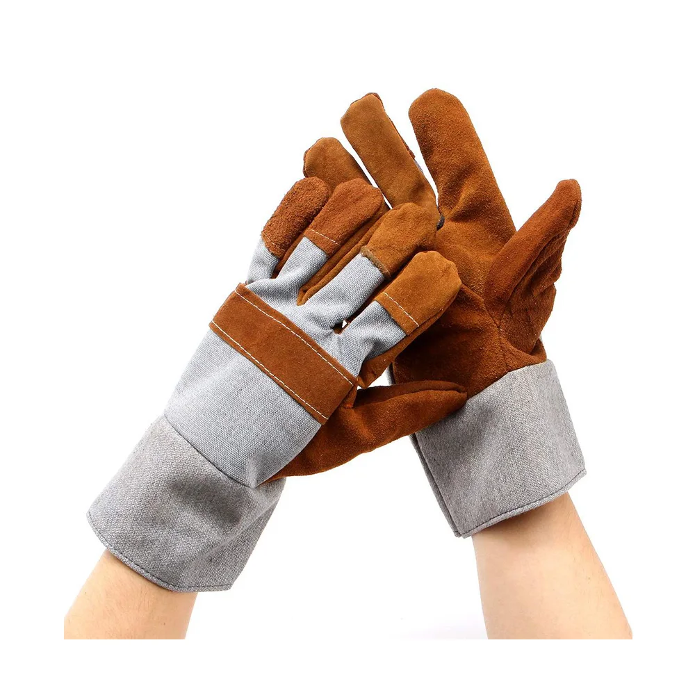 Cow Grain Leather Palm and Back Jeans Cuff Lining Cowhide Split Leather Palm with Hockey Palm gloves