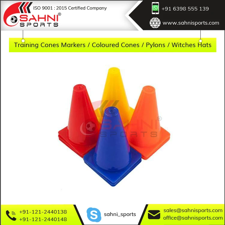 Premium Quality Durable Soccer Training Cones Markers / Colored Cones / Pylons / Witches Hats