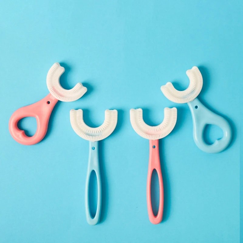 Amazon Oral Care Manual Silicone 360 U-shaped Baby Kids Toothbrush U Shape