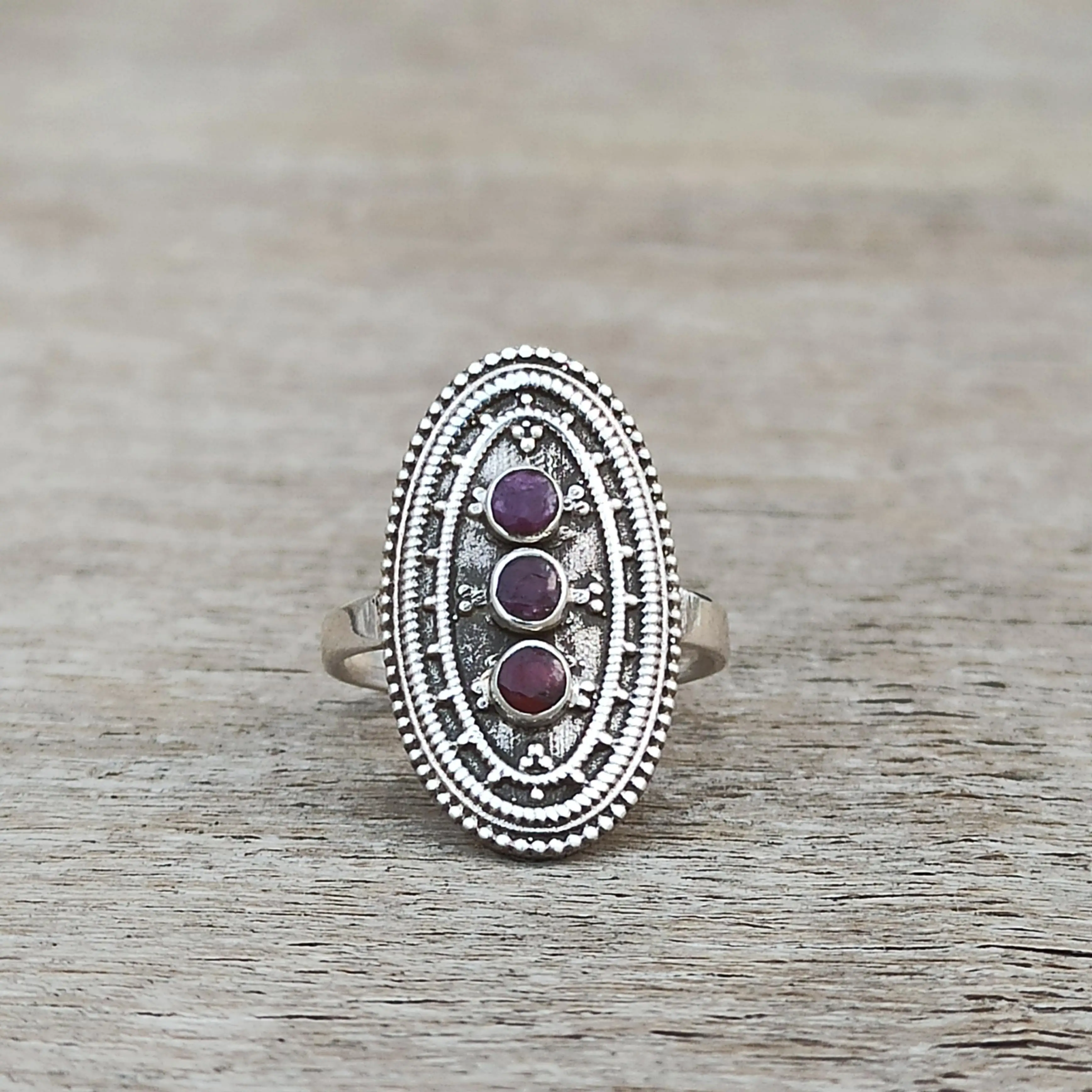 Natural Ruby Balinese Ring 925 Sterling Silver Gemstone Jewelry Wholesale Supply