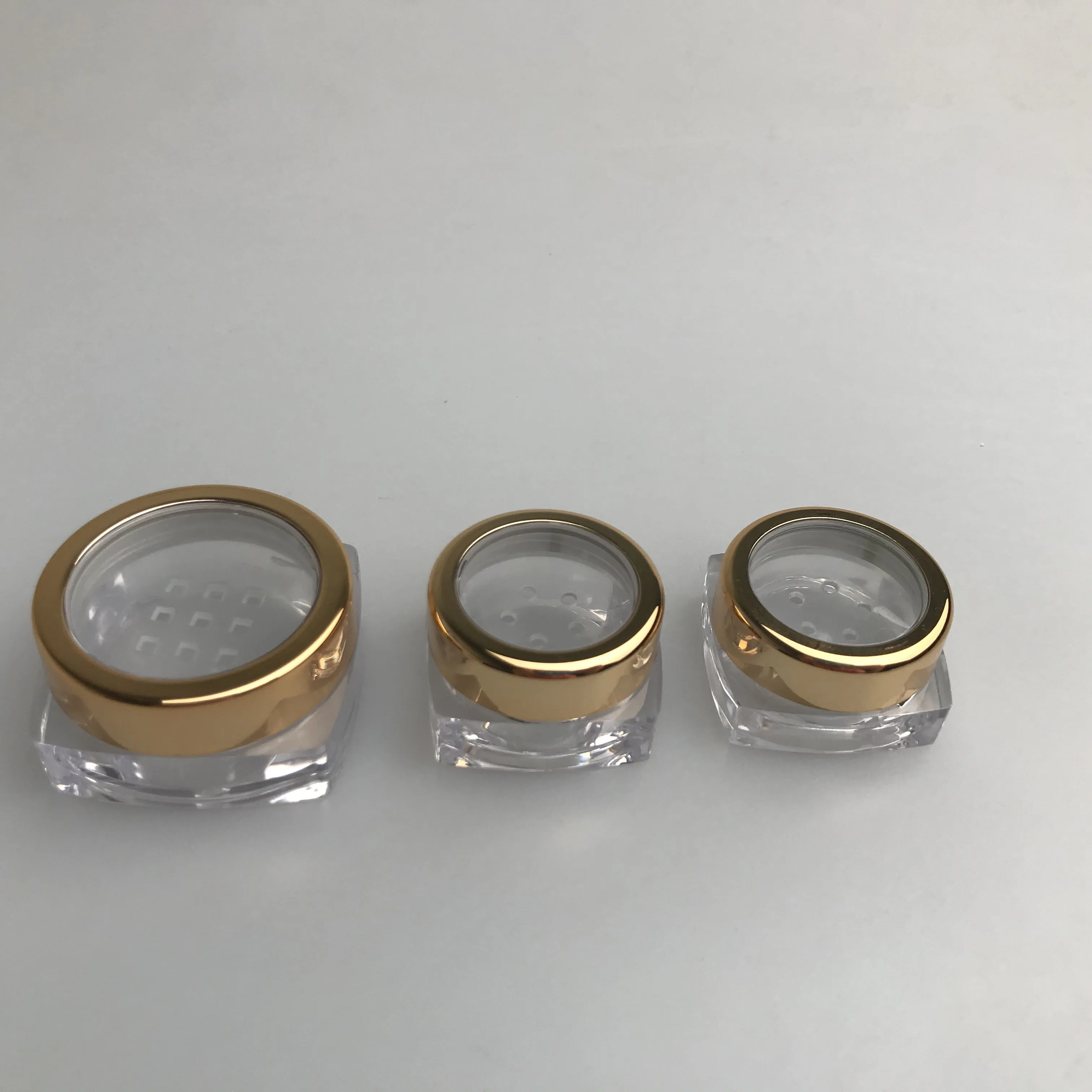 3g 5g 10g square gold window lid  jars  makeup glitter jar plastic gloss containers jar portable  empty container for nails