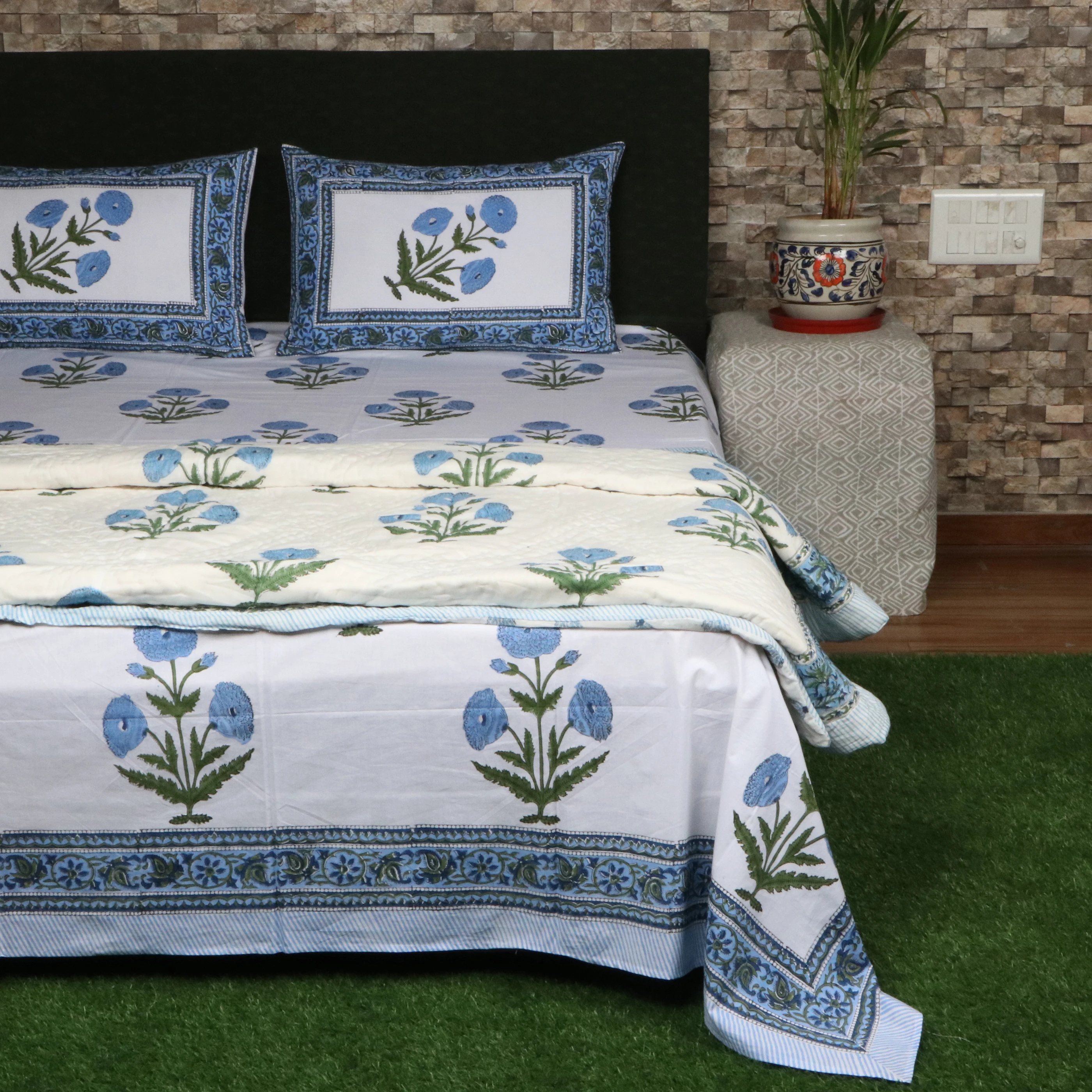 Soft Cotton Home 4 Piece Microfiber Bed Sheet Comforter Bedsheet Bedding Set