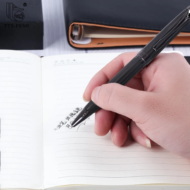 TTX Wholesale Personalized Gift Luxury Business Silver Black Metal Biro Ballpoint Pen With Custom Logo