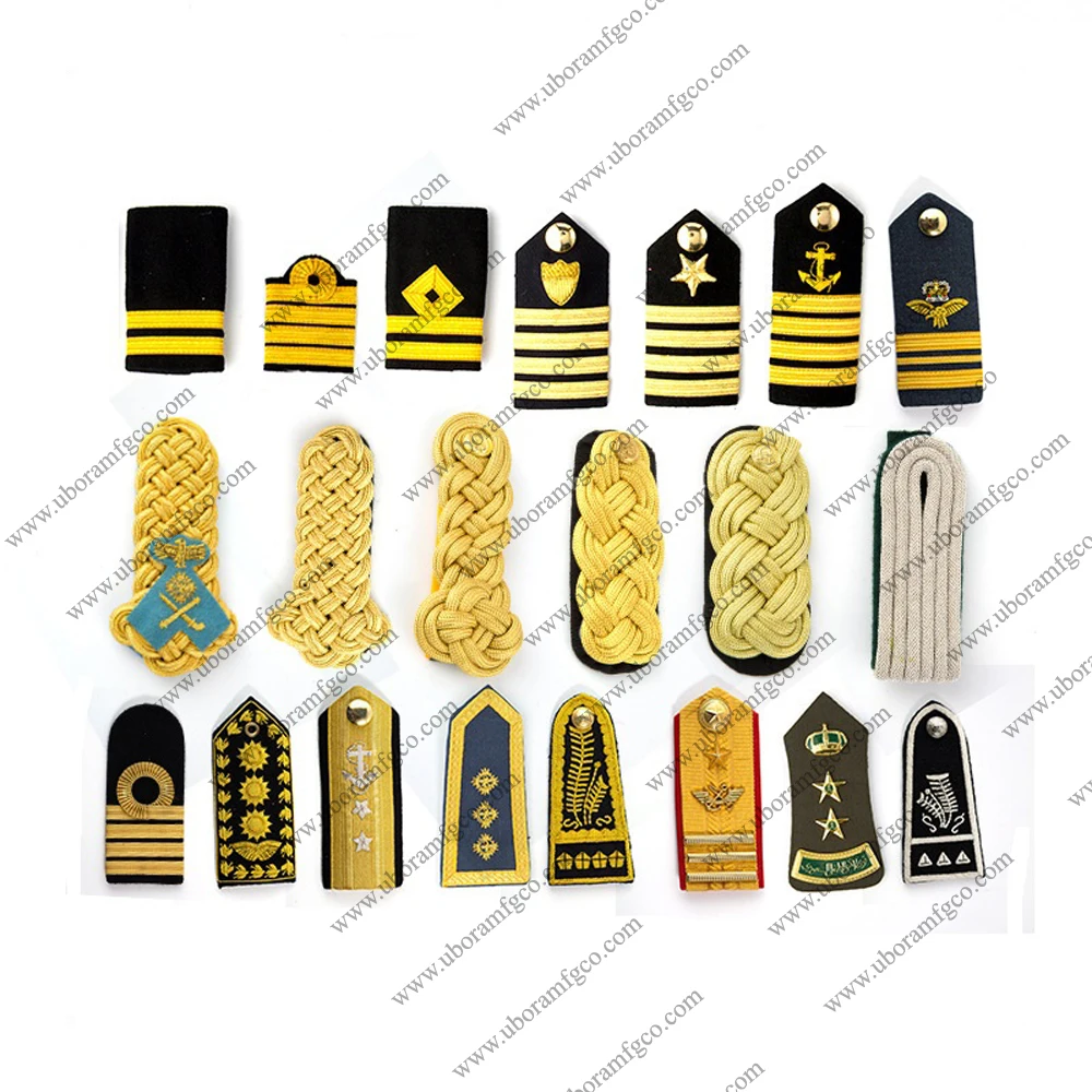 MILITARY GORGET EPAULETTE, POLICE OFFICER UNIFORM GORGET COLLAR PATCHES,GENERAL,ARMY,RANK,HAND EMBROIDERY BULLION WIRE,CUSTOM