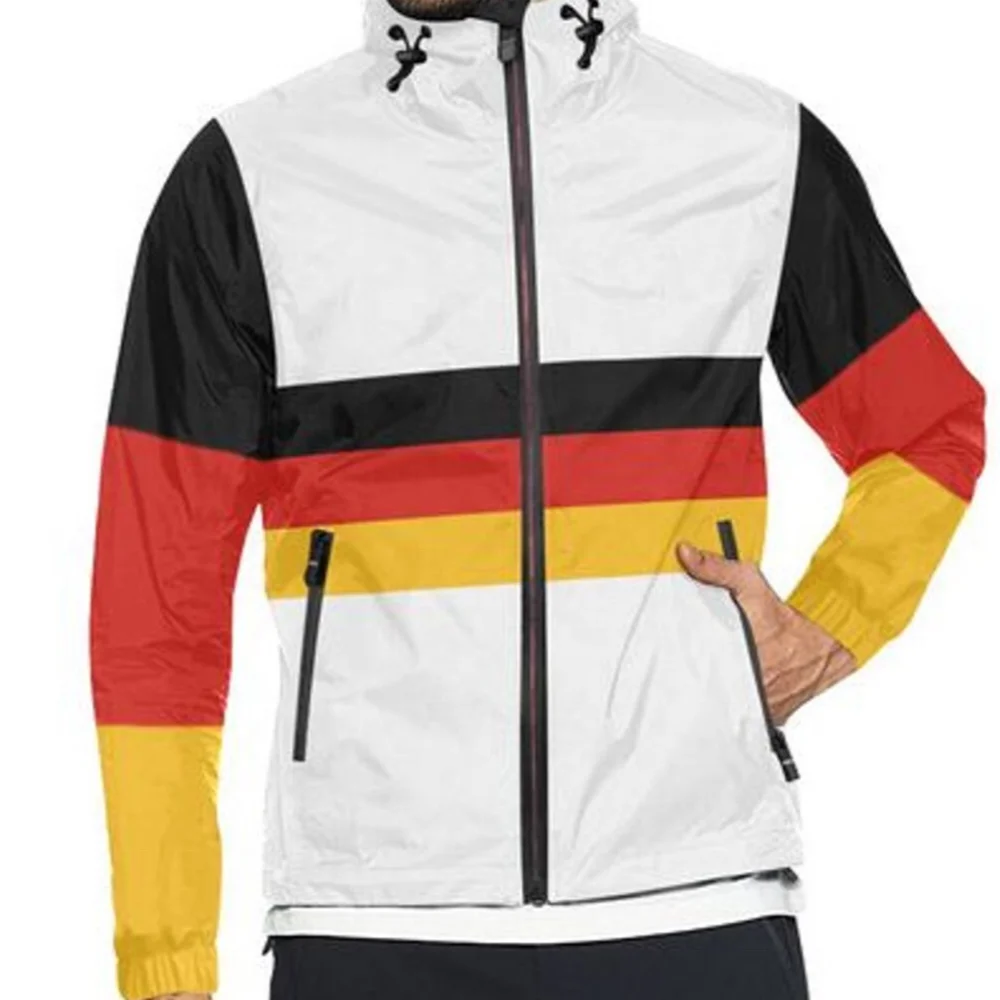 Custom windbreaker high visibility men/German Flag Color Block Stripes All Over Print Windbreaker for Unisex