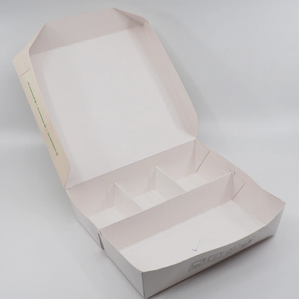  Индивидуальная картонная упаковка для пищевых продуктов матовая ламинированная биоразлагаемая прямоугольная коробка завтрака с разделителем