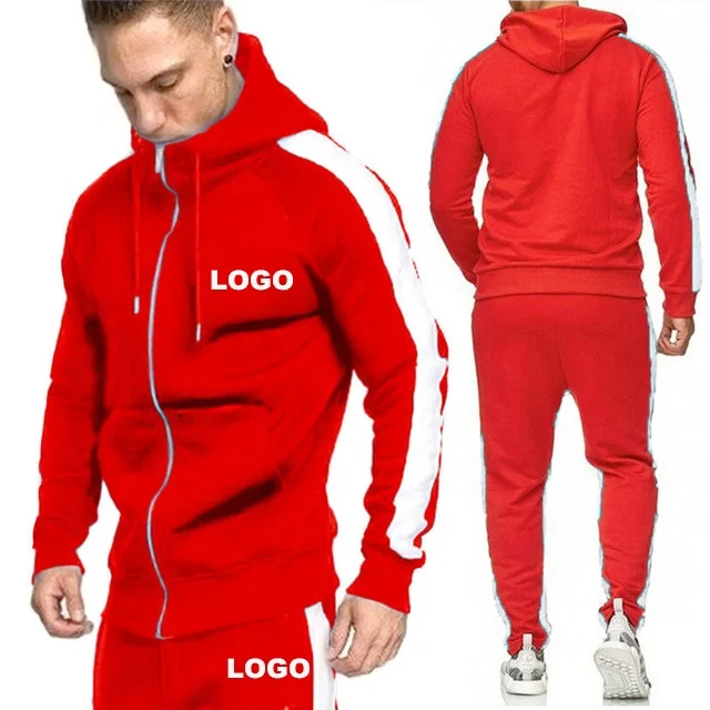 Custom logo Plain Tracksuit/Mens Tracksuit white/Red Training Tracksuit