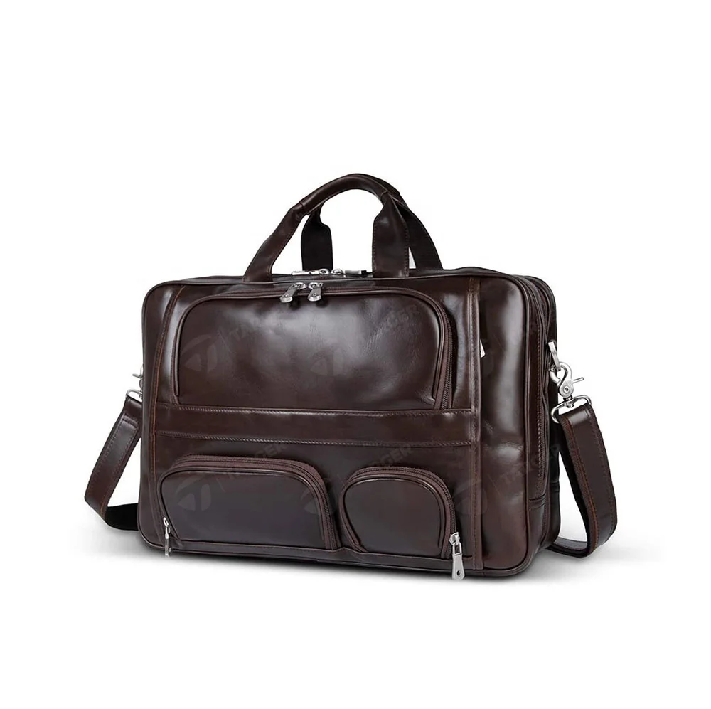 
Real Soft Napa Leather 17 Inch Large Briefcase Business Bag Vintage Genuine Brown Leather Satchel Messenger Bag For Men 