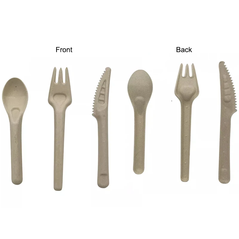 Eco-friendly dinnerware biodegradable Disposable Bagasse knife and fork spoon set bagasse tableware