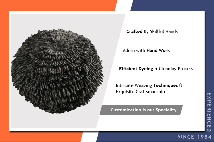 Custom Design Hand Made Polystyrene Balls Filling Wool Poufs from Top Dealer