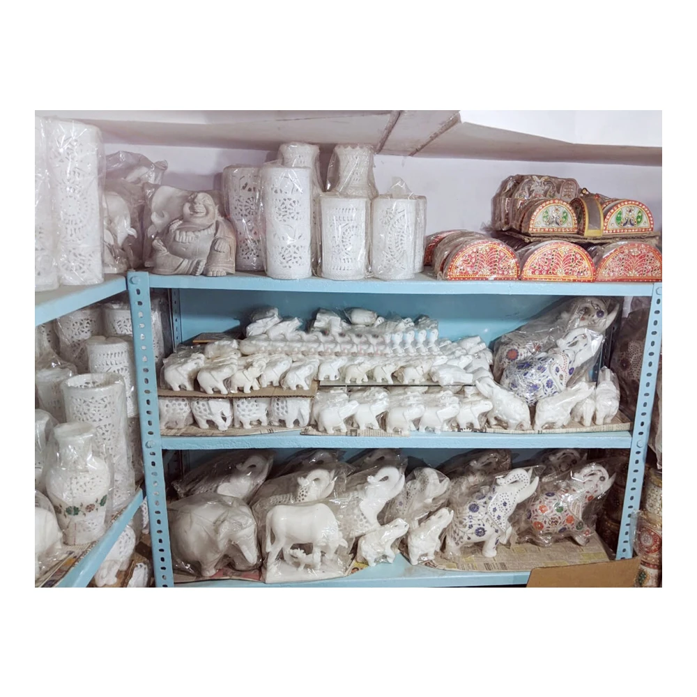 Handcrafted Pure White Marble Carved Handicraft Items