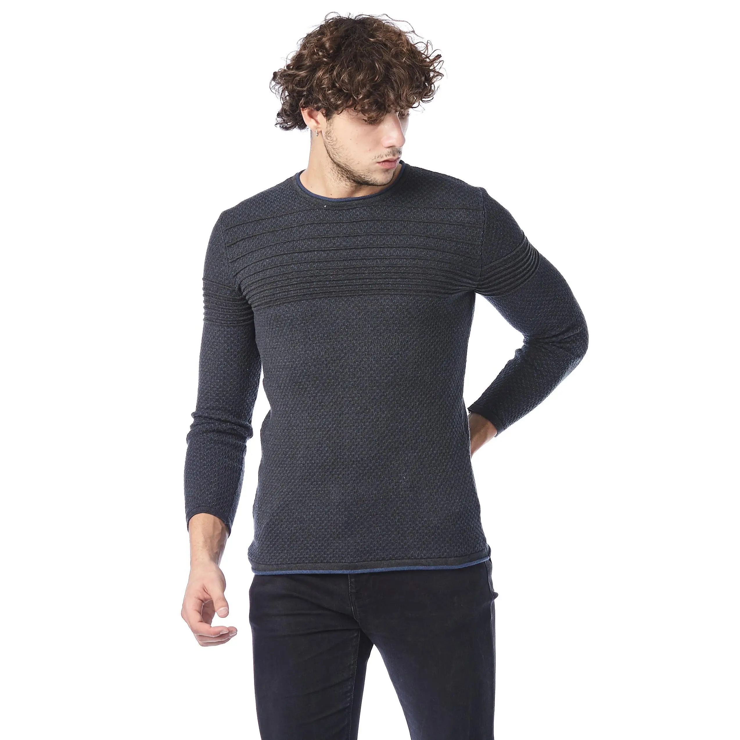 Custom Adult Knitted Custom Men Sweater Sweater knitted fabric soft solid product made in turkey