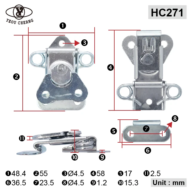 High-end Quality HC271 Plated Zinc Metal Toggle Latch Lock Hardware for Big Music Equipment case Precision Fitting Locks
